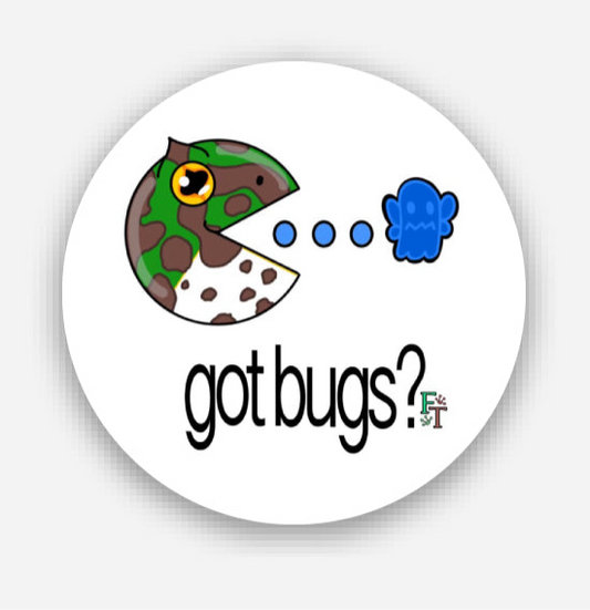 “Got Bugs?” Pac-Man Frog Sticker