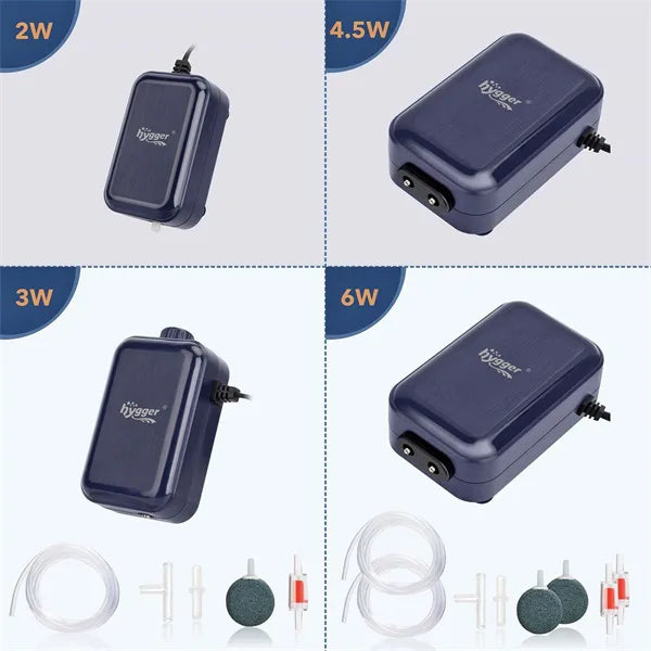 Hygger Adjustable Ultra Silent Aquarium Air Pump with 1/2 Air Outlets