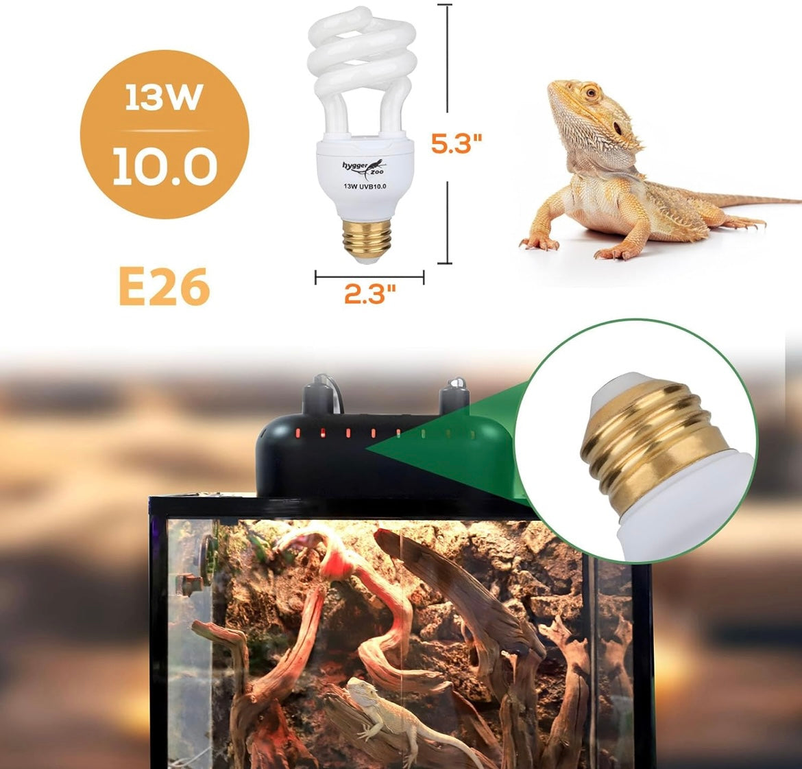 Hygger Zoo Zoo 10.0 UVA/UVB Reptile Light Bulb