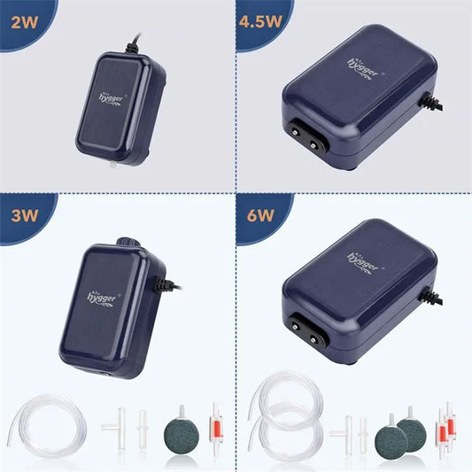 Hygger Adjustable Ultra Silent Aquarium Air Pump with 1/2 Air Outlets