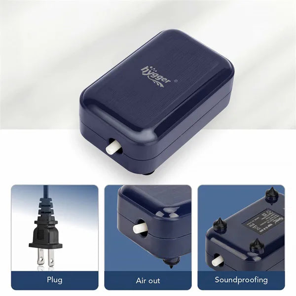 Hygger Adjustable Ultra Silent Aquarium Air Pump with 1/2 Air Outlets